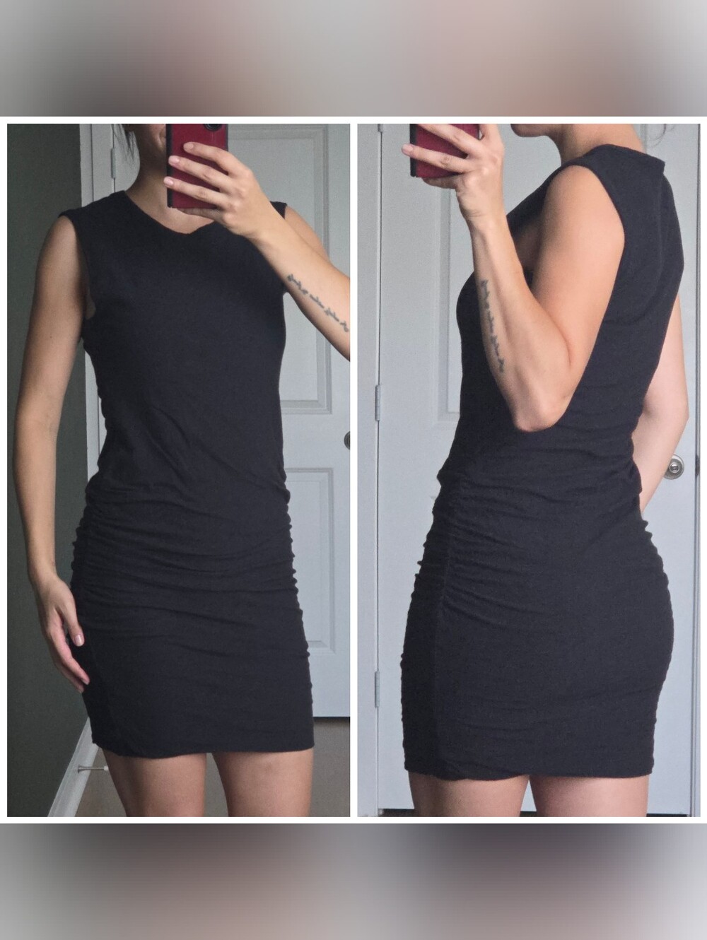 Standard James Perce Tank Mini Dress, Size 2, Black, Ruching At Sides, Casual